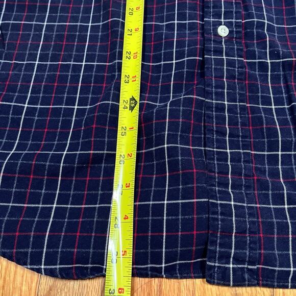 Ralph Lauren Classic Fit Windowpane Plaid Shirt Navy Blue Red White Button Down - Picture 6 of 6